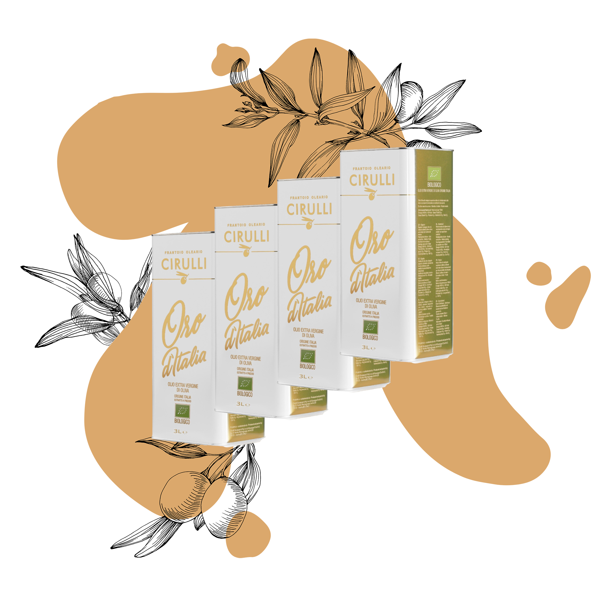 4 lattine di olio extravergine Biologico • 4 X 3 Litri