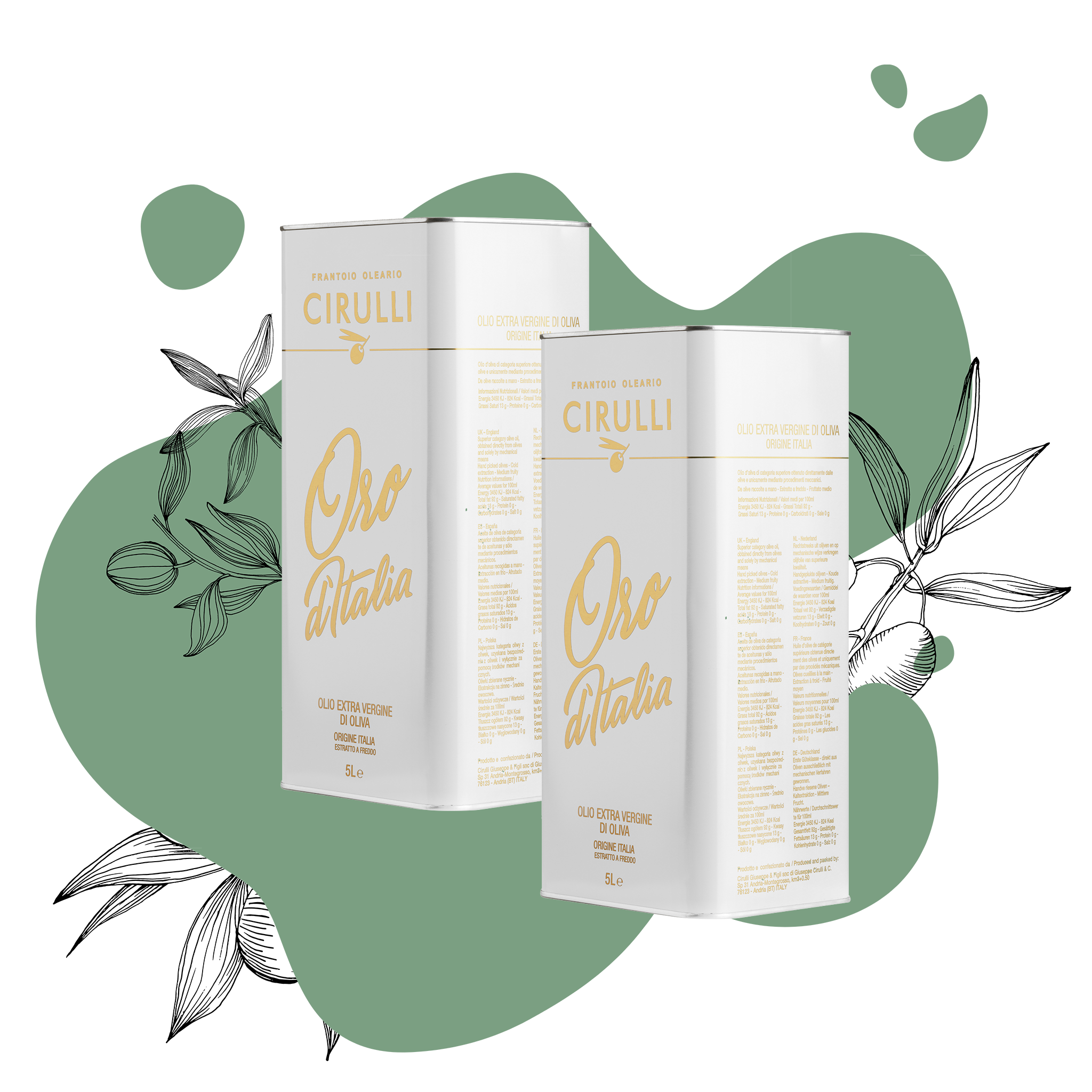 2 lattine di olio extravergine di oliva • 2 X 5 Litri