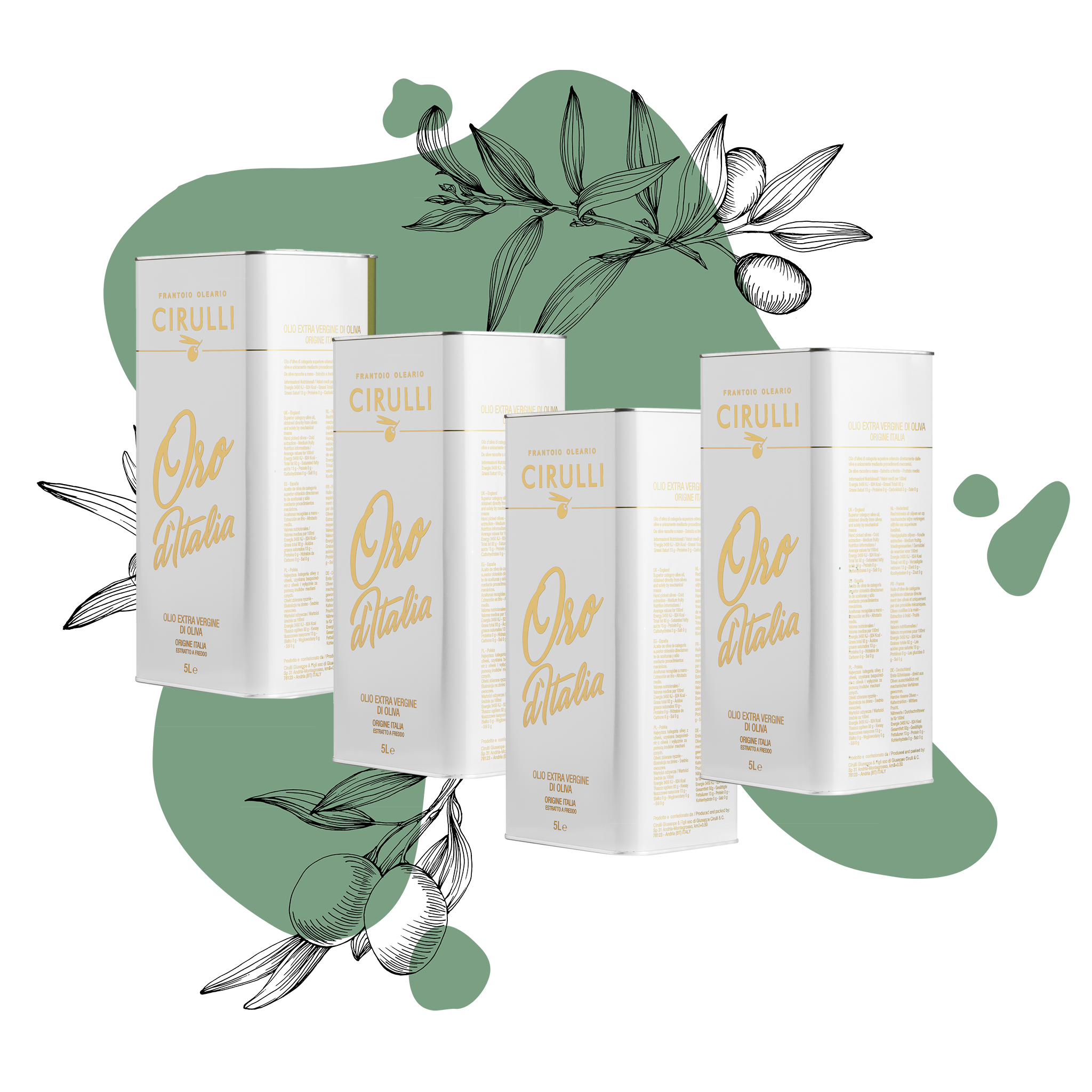 4 lattine di olio extravergine di oliva • 4 X 5 Litri