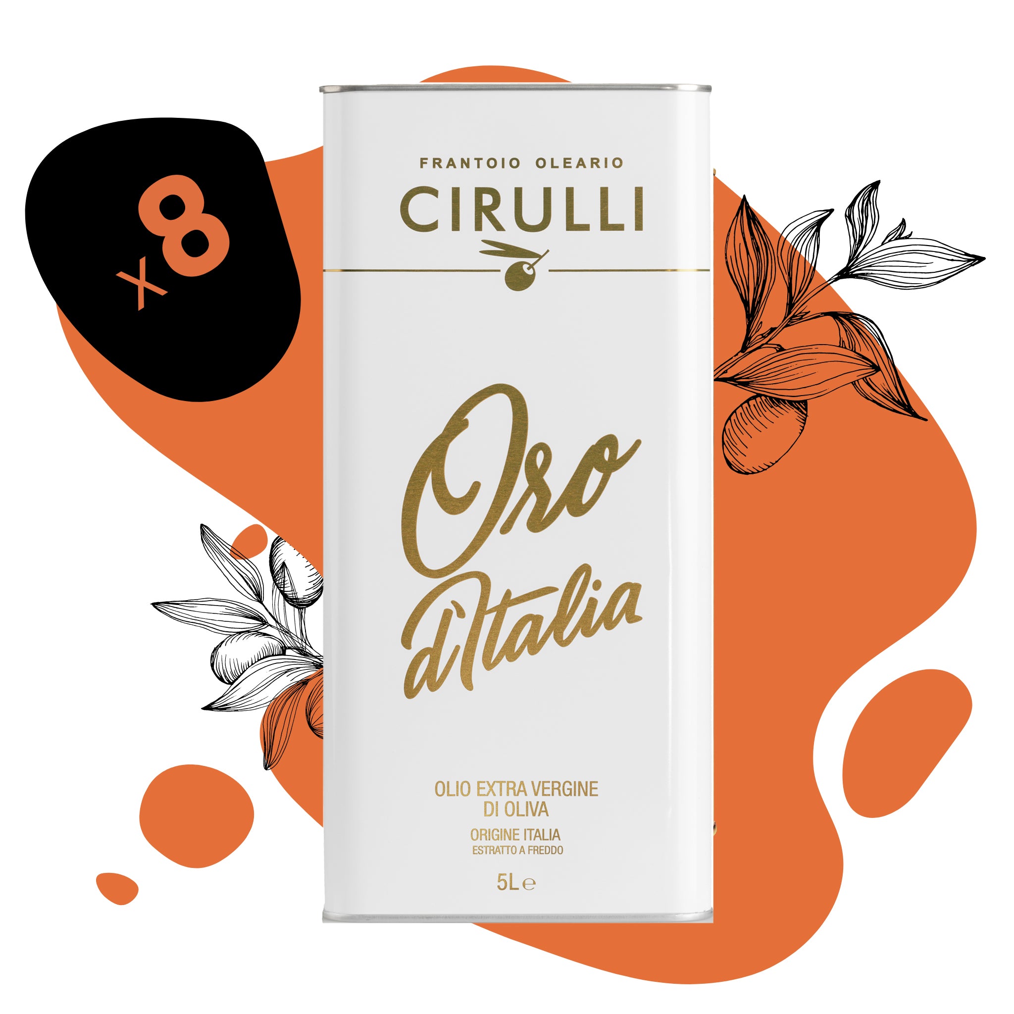 8 lattine di olio extravergine di oliva • 8 X 5 Litri