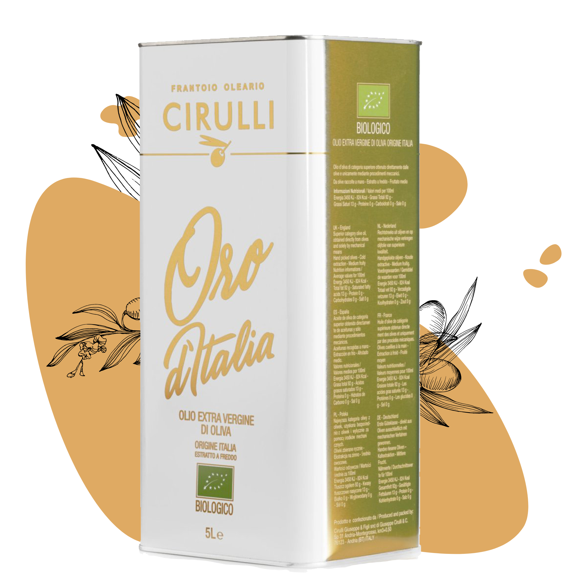 1 lattina di olio extravergine Biologico • 5 Litri